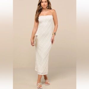 Matilde Ivory Textured Knit Bodycon Midi Dress